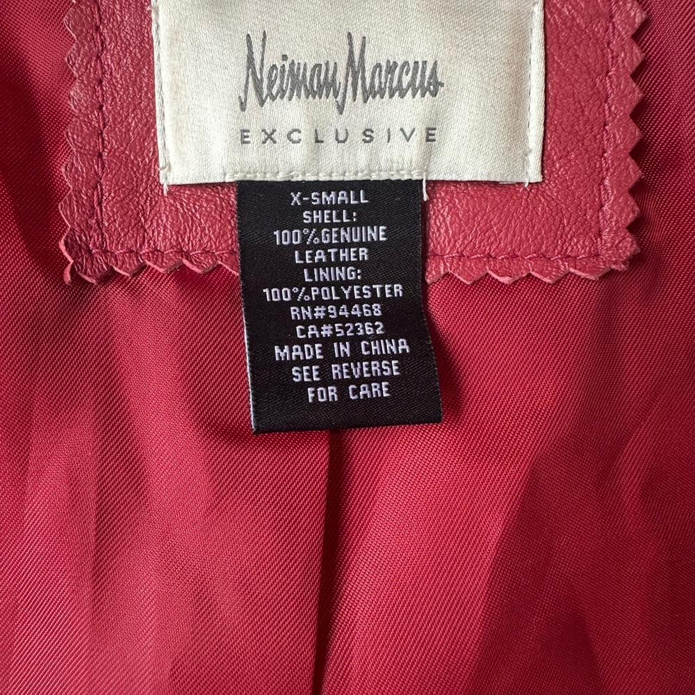 Neiman Marcus Women's XS Red Leather Jacket - GORGEOUS with pockets! - Picture 5 of 8